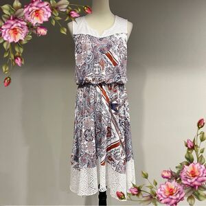 Paisley Print‎ Sleeveless asymmetrical midi Dress size small